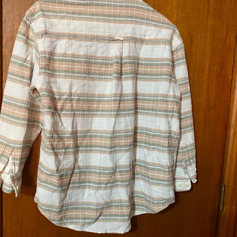 Women's Striped Button Down Shirt - Tan and White- NWOT - Picture 4 of 4